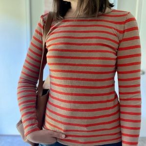 Loft long sleeve stripped tee zipper detail XS